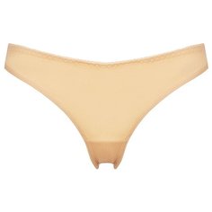 Alla Buone Трусы стринги низкой посадки с кружевом сзади, размер XL(50), телесный