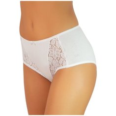 Alla Buone Трусы слипы высокой посадки с кружевными вставками, размер 3XL(54), белый