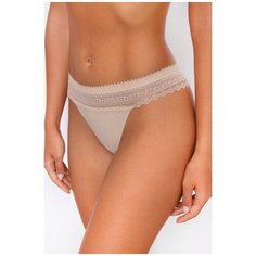 Alla Buone Трусы стринги средней посадки с широким кружевным поясом, размер XL(50), nudo