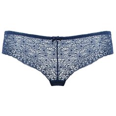 Luce del Sole Трусы шорты низкой посадки кружевные с бантиком, размер 4 (48), синий