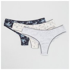 Innamore Набор трусов Бразильяна Buttercups средней посадки, 3 шт., размер 1(40), multicolor