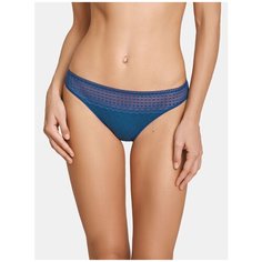 LUI et ELLE Трусы слипы средней посадки с кружевом, размер 1 (XS), melange bleu marine
