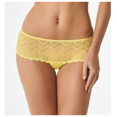 LUI et ELLE Трусы Шорты Carine средней посадки кружевные, размер 4 (L), citron