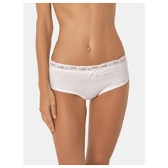 LUI et ELLE Трусы шорты средней посадки с кружевной вставкой, размер 6 (XXL), blanc