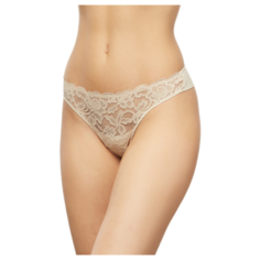 LUI et ELLE Трусы Invisible стринги кружевные бесшовные низкой посадки, размер 5 (XL), beige