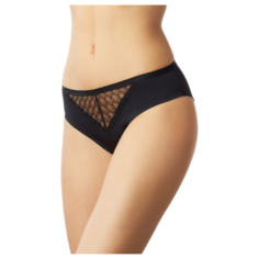 LUI et ELLE Трусы Invisible бразильяна бесшовные с кружевной вставкой низкой посадки, размер 4 (L), black