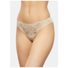 LUI et ELLE Трусы Invisible стринги кружевные бесшовные низкой посадки, размер 3 (M), beige