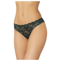 LUI et ELLE Трусы Invisible стринги кружевные бесшовные низкой посадки, размер 4 (L), dark green