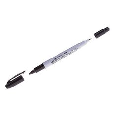 Маркер перманентный CROWN двусторонний "Multi Marker Twin", ЧЕРНЫЙ, скошенный наконечник, 2 мм/1 мм, P-800W - 4 шт.