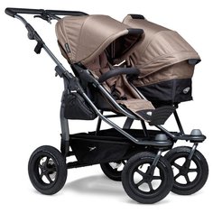 Универсальная коляска для двойни TFK Duo Combi (2 в 1), brown, цвет шасси: серый