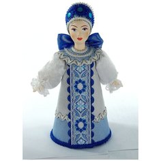 Потешный промысел кукла интерьерная "Девушка в костюме по Гжельским мотивам"