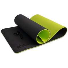 Коврик для йоги Original FitTools FT-YGM10-TPE-BG, 185х61.5х1 см черно-зеленый однотонный