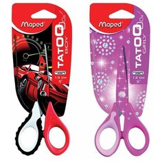 Ножницы MAPED (Франция) "Tatoo Innovation", 130 мм, с цветной печатью, цвет корпуса ассорти, 470010