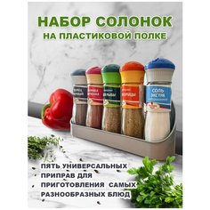 Эстетика Вкуса / Набор сувенирных солонок. Подарок. Специи и приправы. Без соли. Натуральные. Стекло. 5 шт.