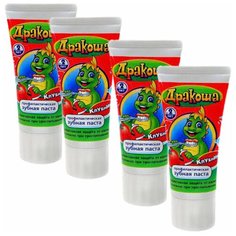 Дракоша Зубная паста гель детская Клубника 60 мл (4 шт в наборе) Happy Moments