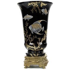 Ваза Fonda 18x18x30см под старину из фарфора с бронзой, Glasar ГЛАСАР