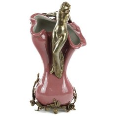 Ваза с девушкой Coralie 17x13x31см под старину из фарфора с бронзой, Glasar ГЛАСАР