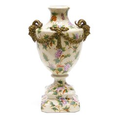 Ваза Glasar 22x19x38см под старину из фарфора с бронзой ГЛАСАР