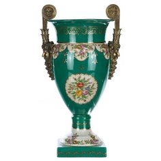 Ваза Emerald 25x20x46см под старину из фарфора с бронзой, Glasar ГЛАСАР