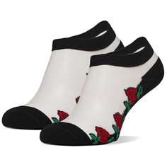 Укороченные женские носки с прозрачной вставкой и фигурными краями "Таинственный сад" (прозрачный; черный; красный) р-р 36-40 (1 пара) Le Cabaret