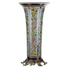 Ваза Renaissance 22х22х45см под старину из фарфора с бронзой, Glasar ГЛАСАР