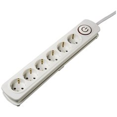 Сетевой удлинитель Hama H-137271 1.5м (6 розеток) белый (пакет ПЭ)