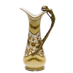 Ваза в форме кувшина Sepia 13x10x25см под старину из фарфора с бронзой, Glasar ГЛАСАР