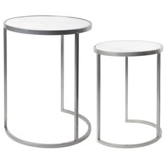 Столики интерьерные, набор 2 предмета, с белым мрамором 40x40x50 см ГЛАСАР