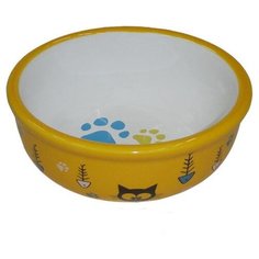 Миска для животных FOXIE Hungry Cat желтая керамическая 13х5см 360мл