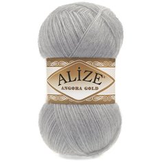 Пряжа Alize Angora Gold однотонная, 20 % шерсть, 80 % акрил, 100 г, 550 м, 021 серый