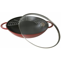 Вок Staub со стеклянной крышкой, 37 см, 5,7 л, вишневый 1313906