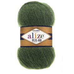 Пряжа для вязания Alize Angora real 40 100 гр. 480м (40% шерсть, 60% акрил) (563 тёмно-зеленый), 5 мотков