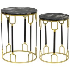 Столики интерьерные с чёрным мрамором, набор 2 предмета 40x40x55см ГЛАСАР