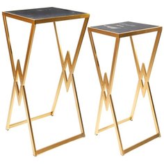 Подставки интерьерные с чёрным мрамором, набор 2 предмета 33x33x70 см ГЛАСАР