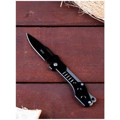 Нож перочинный, лезвие 7,4 см с отверстием, рукоять черный металл, без фиксатора, 17*2,5 см Migura