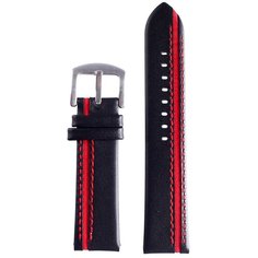 Ремешок для часов "Bugert" 24 мм, черный с красной полосой Ardi