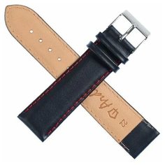 Ремешок для часов, натуральная кожа, 18 мм, фактура ящерица, черный, прошитый красной нитью Ardi