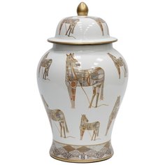 Ваза с крышкой Лошади 26x26x43см, Glasar ГЛАСАР