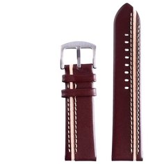 Ремешок для часов "Bugert" 24 мм, натуральная кожа, коричневый с белой полосой Ardi
