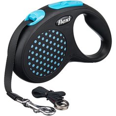 Поводок-рулетка для собак Flexi Design S ленточный синий 5 м