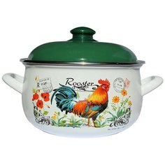 Кастрюля Интерос Петушок, 2.1 л, белый/зеленый
