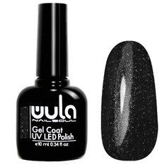 Гель-лак для ногтей WULA Gel Coat, 10 мл, 347 черный с мелким голографическим глиттером