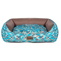 Лежак для собак и кошек Гамма Мозаика прямоугольная мини 42х40х15 см синий/коричневый Gamma