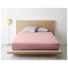 Простыня на резинке из поплина "Ночь Нежна"; Грань (коралл); размер 120 х 200