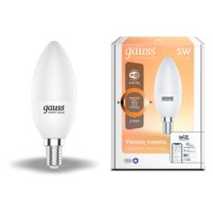 Умная Wi-Fi лампочка Gauss Smart Home C37 5W 470лм E14, управление голосом/смартфоном, диммируемая