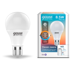 Умная Wi-Fi лампочка GaussSmartHome А60 8,5W 806лм E27, управление голосом/смартфоном, с изменением температуры, диммируемая
