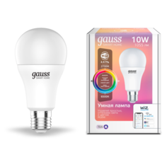 Умная Wi-Fi лампочка Gauss Smart Home А60 10W 1055лм E27, управление голосом/смартфоном, с изменением цвета и температуры, димируемая