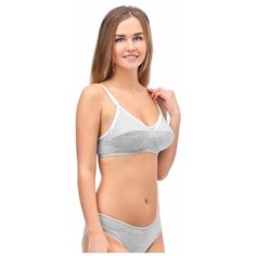 К100314 Бюстгальтер для кормящих женщин "HUNNY mammy" размер (85-D) серый меланж/белый