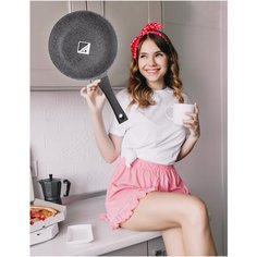Сковорода PROFFI KITCHEN PKT0185, GREY STONE DOUBLE из алюминия с антипригарным покрытием 24 см