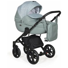 Коляска MIO+F 3в1 (Indigo) (Mi 06 (шалфей кожа+зеленый узор))